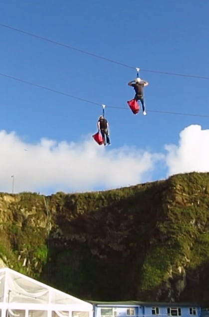 Ziplining at Lusty Glaze, Newquay