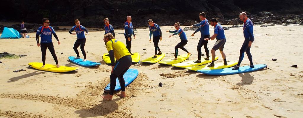 Surfing at Mawgan Porth, Newquay